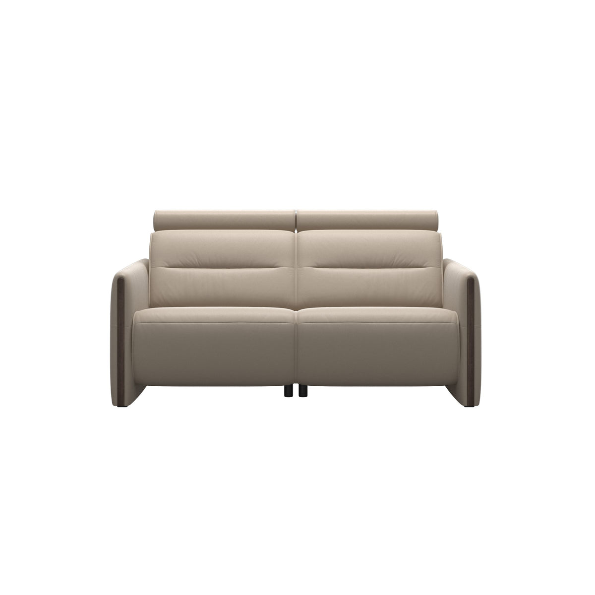 Stressless Emily Wood 2-Seater Sofa with 2 Power Seats in Paloma Mushroom, Wenge, front view