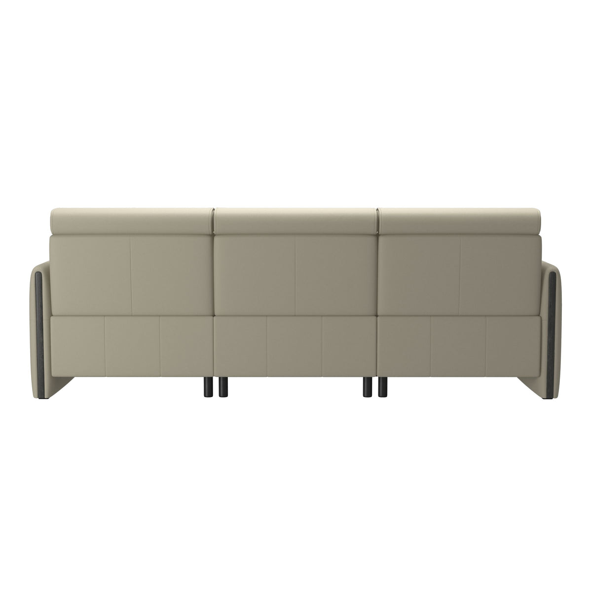 Stressless Emily Wood 3-Seater Sofa with 2 Power Seats in Paloma Light Grey, Grey, rear three-quarter view