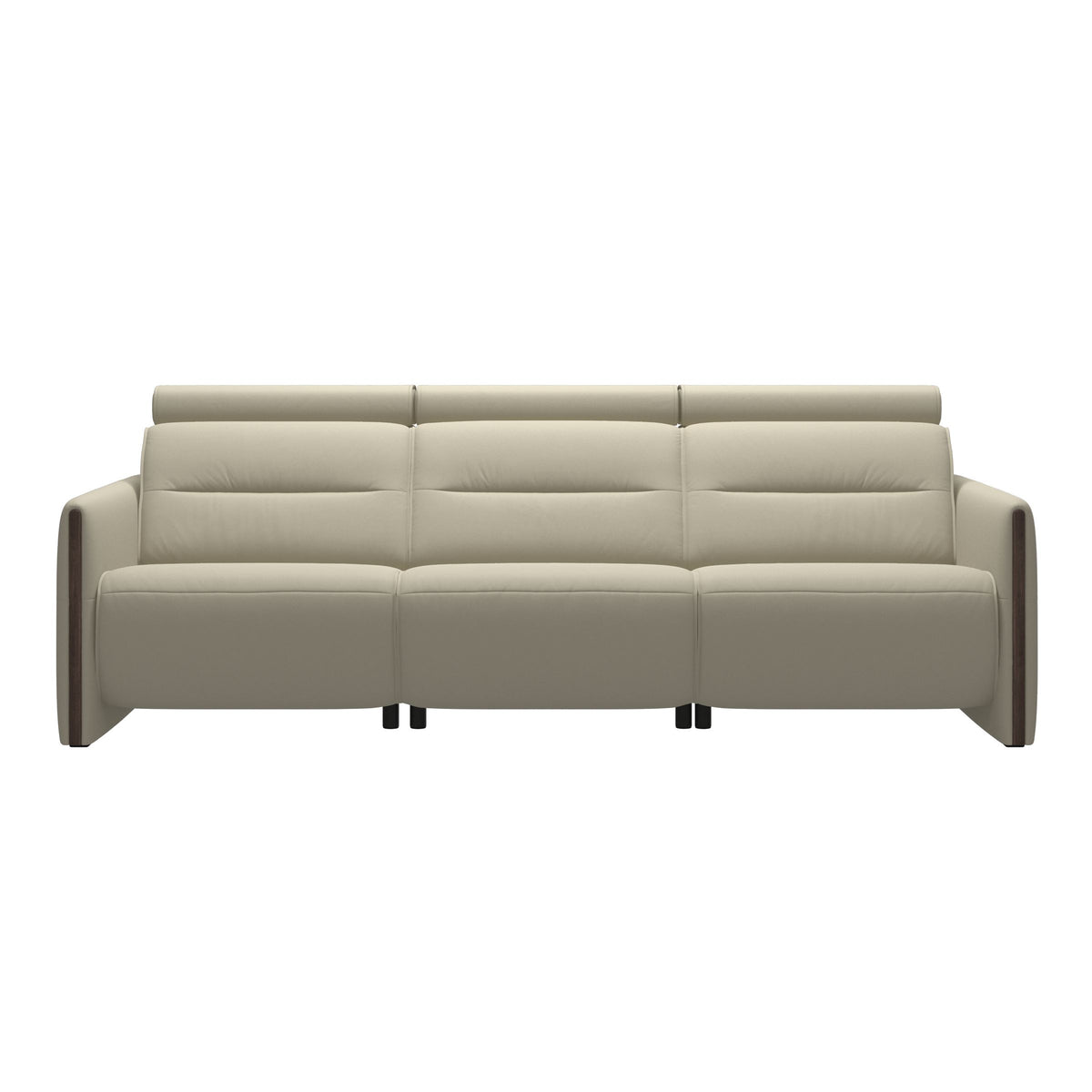 Stressless Emily Wood 3-Seater Sofa with 2 Power Seats in Paloma Light Grey, Wenge, front view