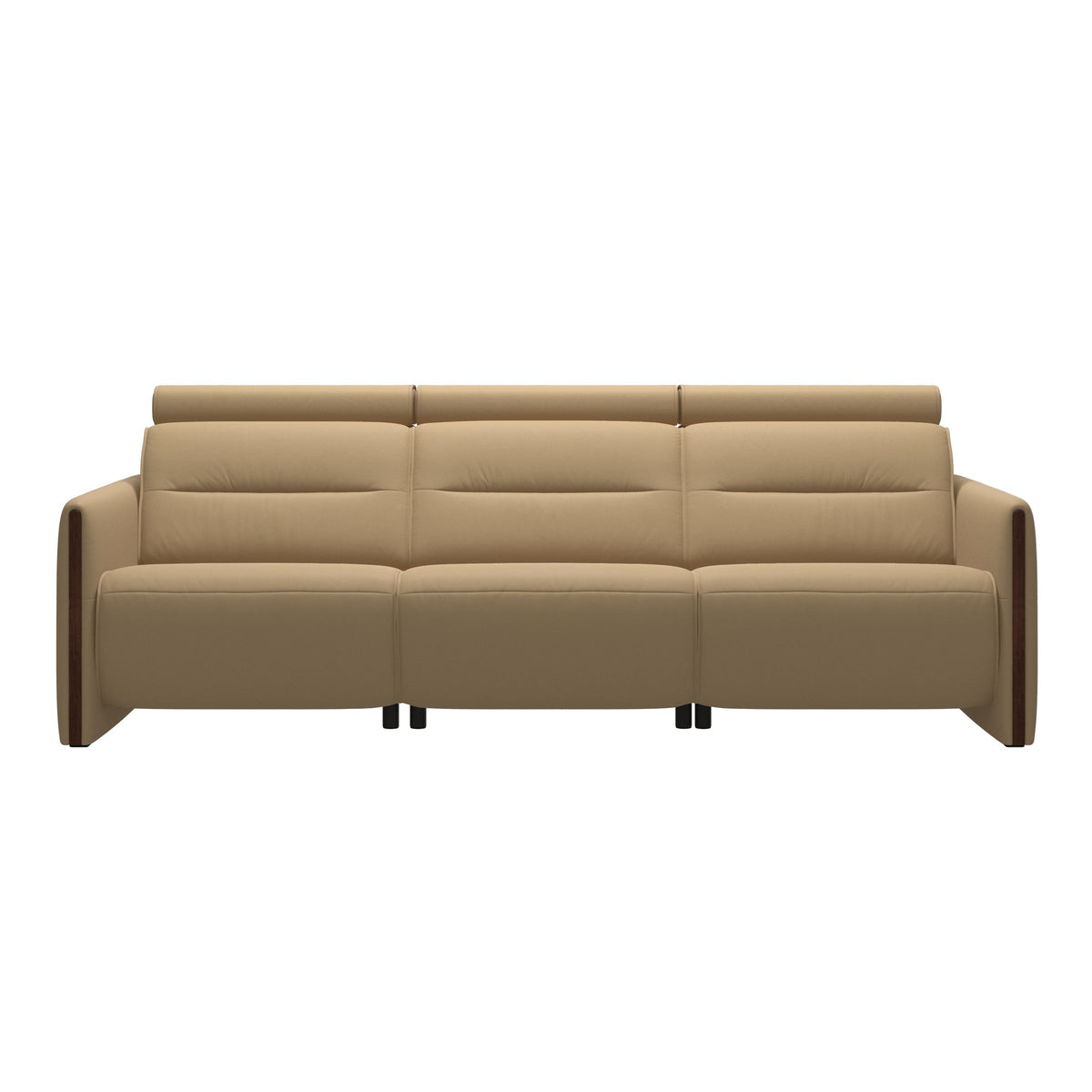 Stressless Emily Wood 3-Seater Sofa with 2 Power Seats in Paloma Sand, Brown, front view