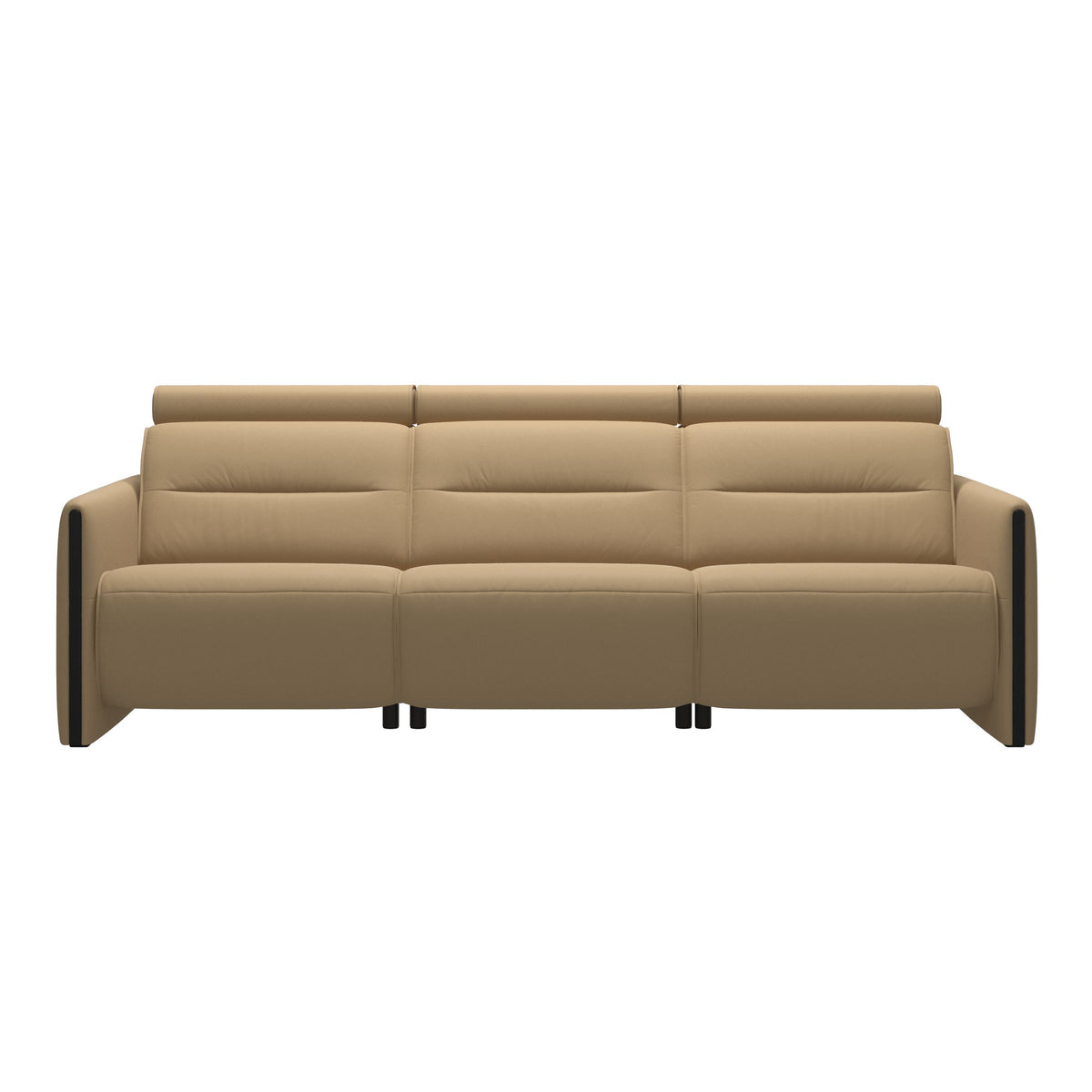 Stressless Emily Wood 3-Seater Sofa with 2 Power Seats in Paloma Sand, Black, front view