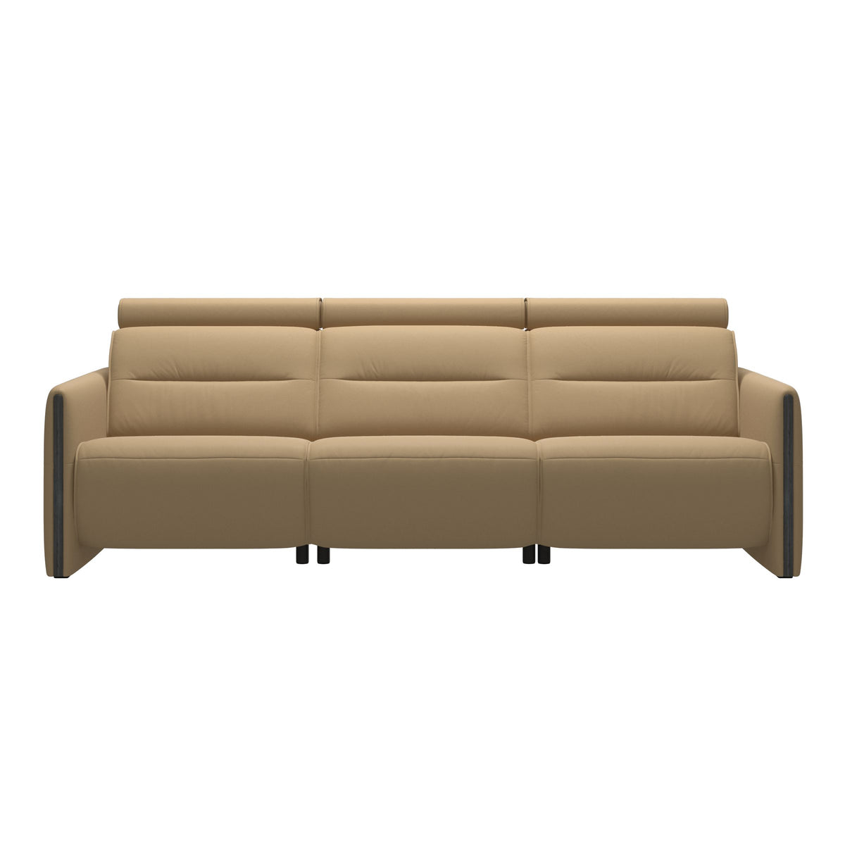 Stressless Emily Wood 3-Seater Sofa with 2 Power Seats in Paloma Sand, Grey, front view