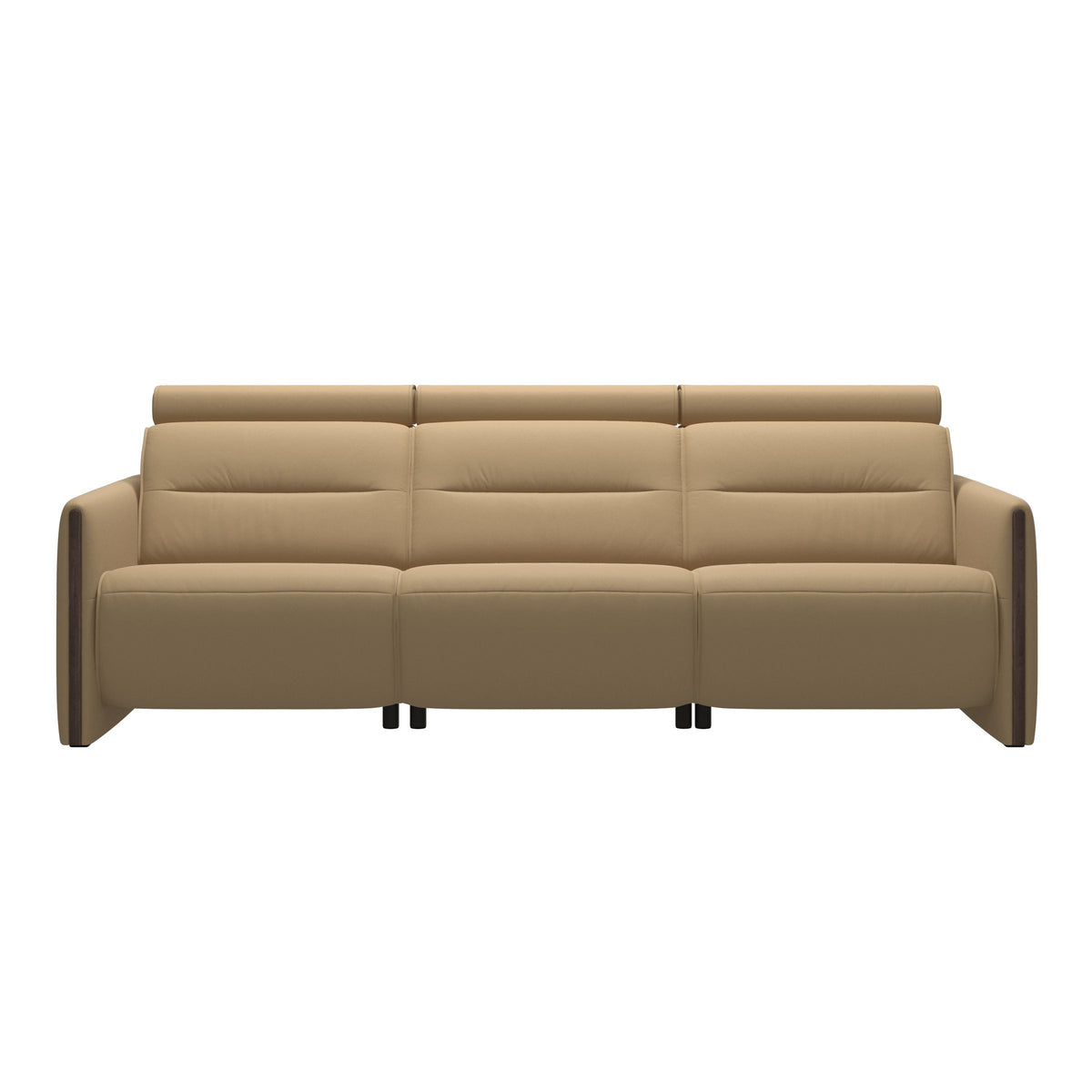 Stressless Emily Wood 3-Seater Sofa with 2 Power Seats in Paloma Sand, Wenge, front view