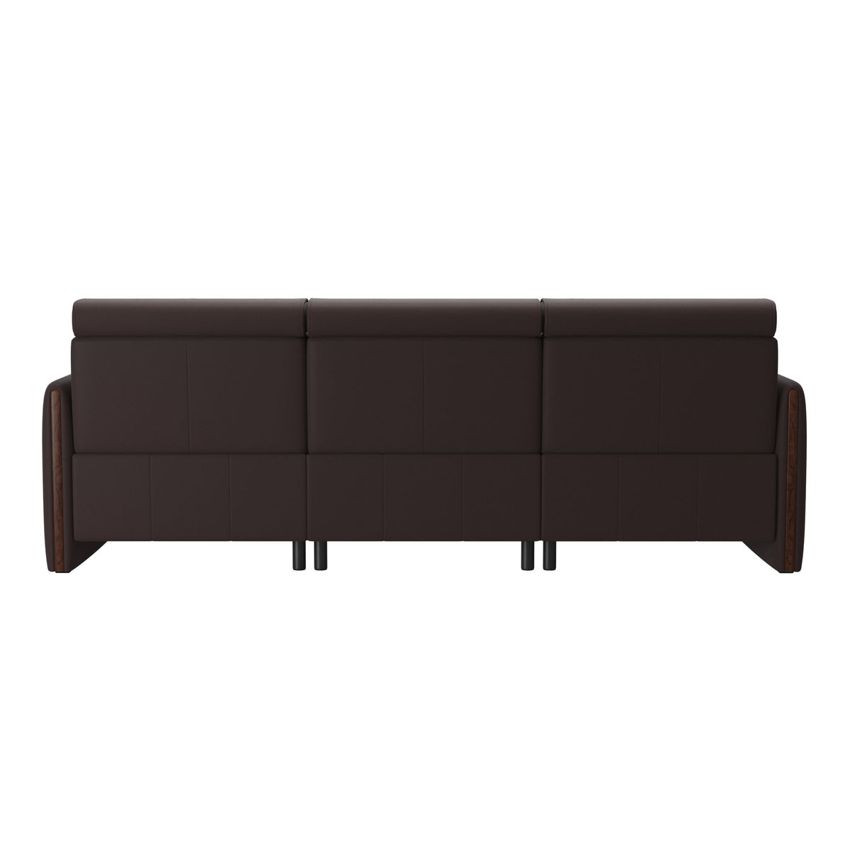 Stressless Emily Wood 3-Seater Sofa with 2 Power Seats in Paloma Chocolate, Brown, rear three-quarter view