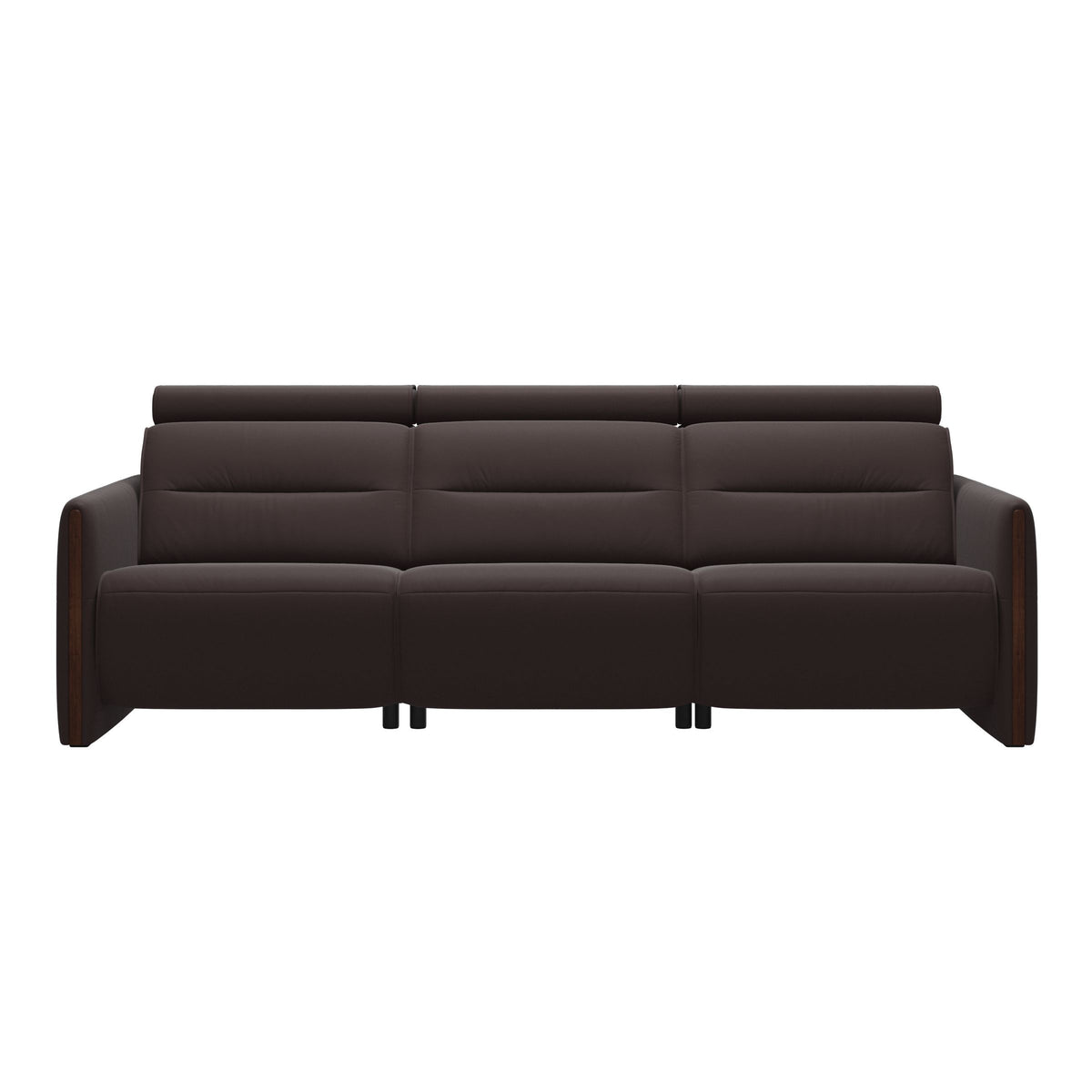 Stressless Emily Wood 3-Seater Sofa with 2 Power Seats in Paloma Chocolate, Brown, front view