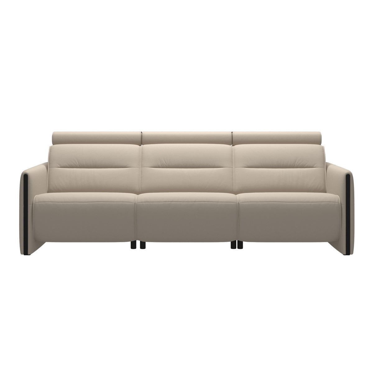 Stressless Emily Wood 3-Seater Sofa with 2 Power Seats in Paloma Fog, Black, front view