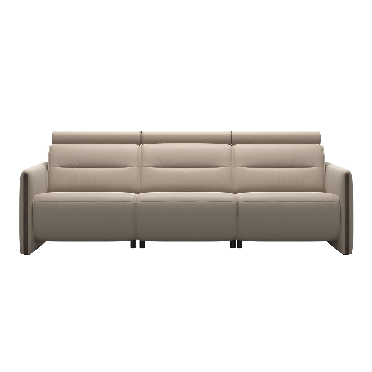 Stressless Emily Wood 3-Seater Sofa with 2 Power Seats in Paloma Mushroom, Wenge, front view