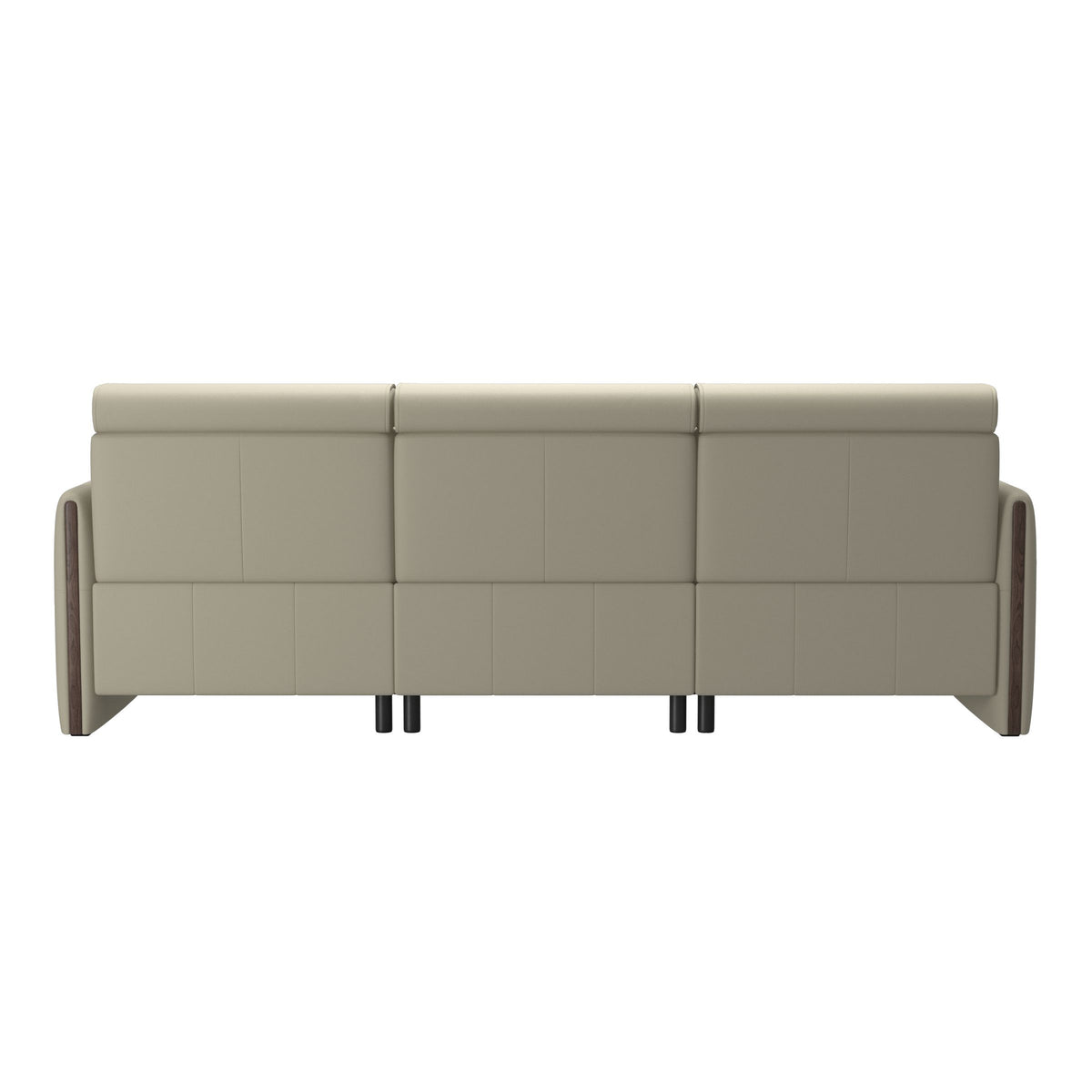 Emily Wood - 2-Seater Sofa with 1 Power Seat and 1 Long Seat - Paloma Light Grey - Wenge