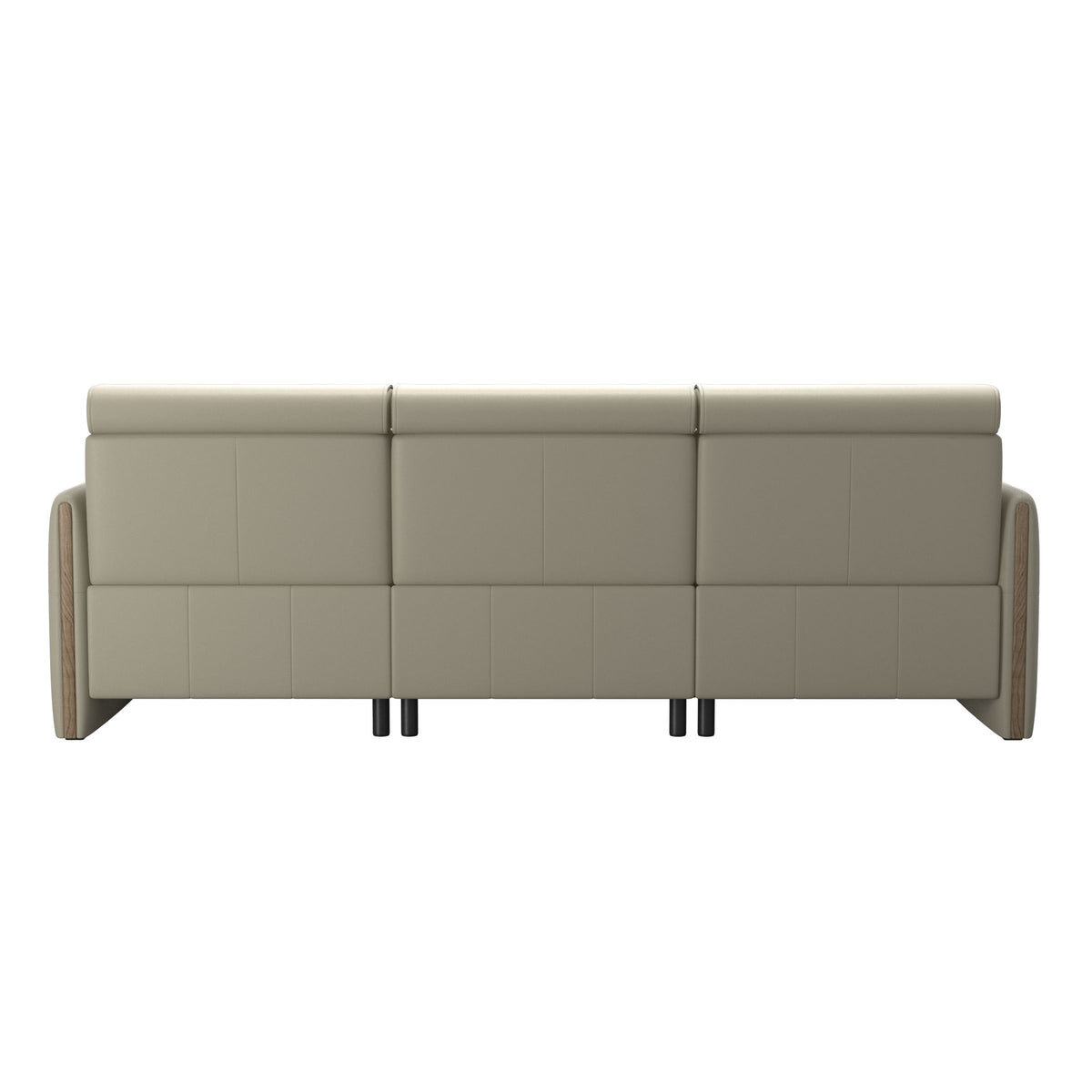 Emily Wood - 2-Seater Sofa with 1 Power Seat and 1 Long Seat - Paloma Light Grey - Smoked Oak