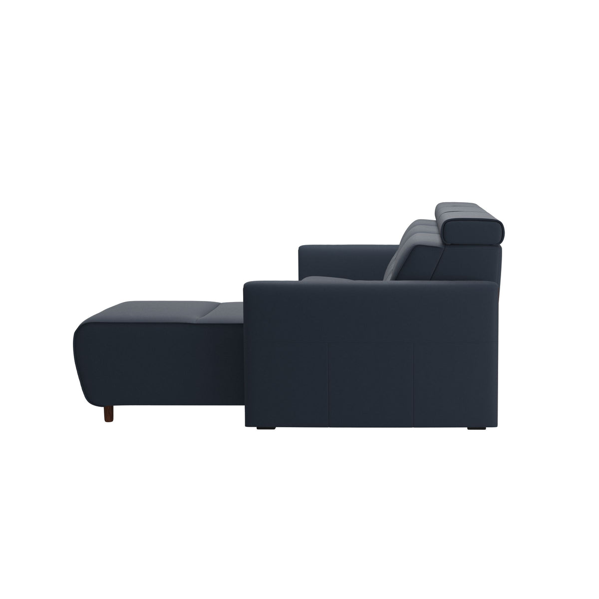 Emily Wood - 2-Seater Sofa with 1 Power Seat and 1 Long Seat - Paloma Oxford Blue - Brown