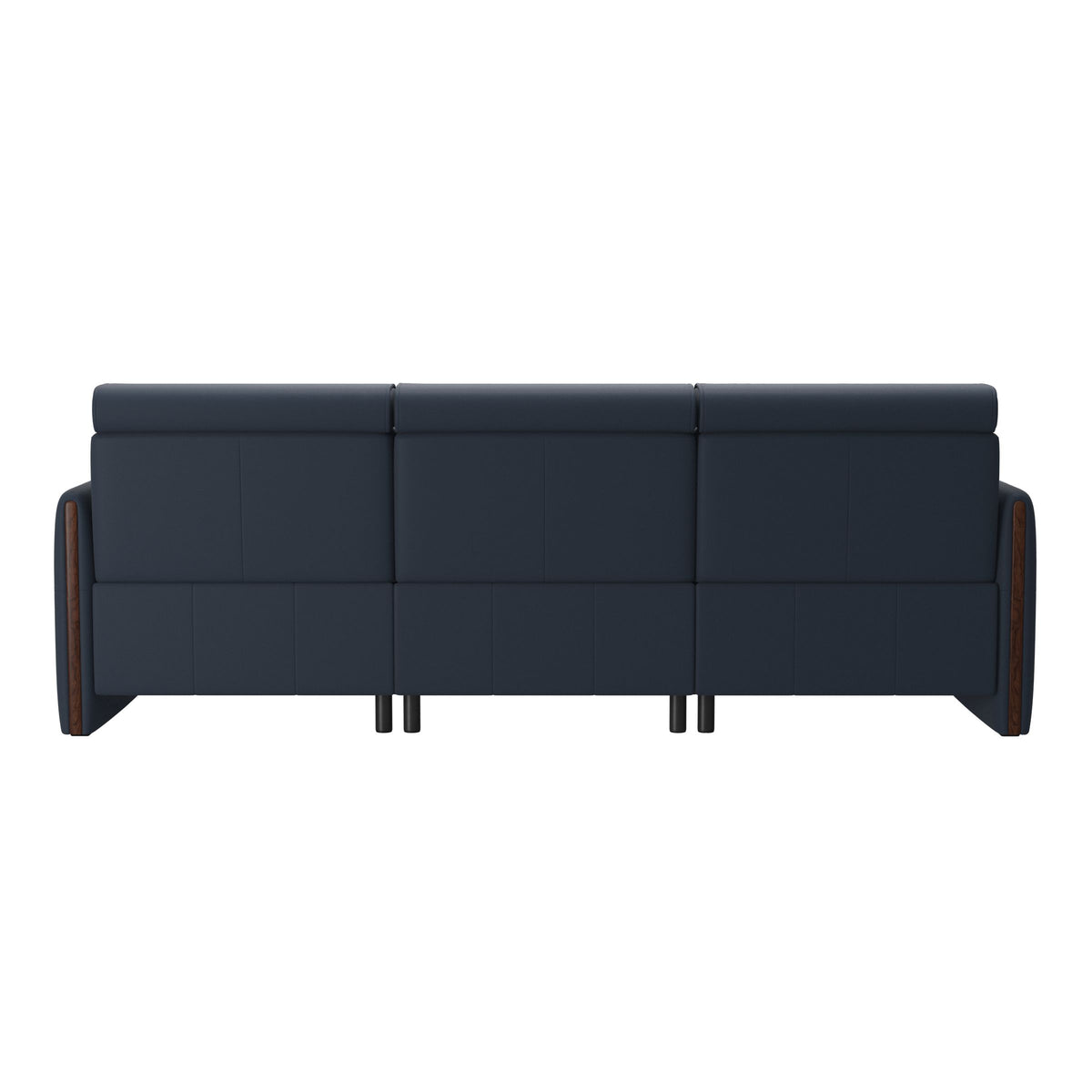 Emily Wood - 2-Seater Sofa with 1 Power Seat and 1 Long Seat - Paloma Oxford Blue - Brown