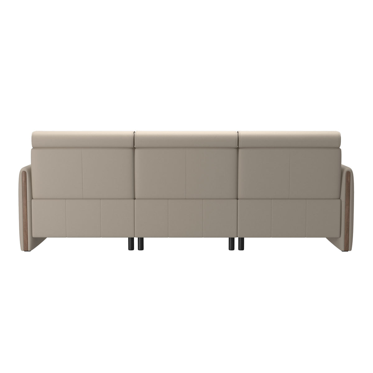 Emily Wood - 2-Seater Sofa with 1 Power Seat and 1 Long Seat - Paloma Fog - Walnut