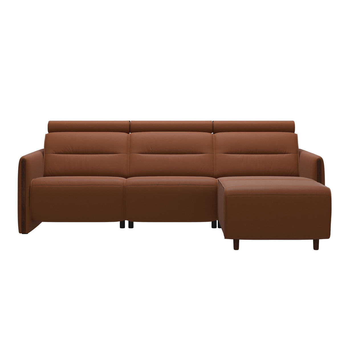Emily Wood - 2-Seater Sofa with 1 Power Seat and 1 Long Seat - Paloma New cognac - Brown