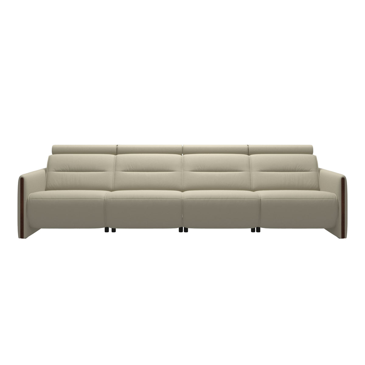 Emily Wood - 4-Seater Sofa with 2 Power Seats - Paloma Light Grey - Brown