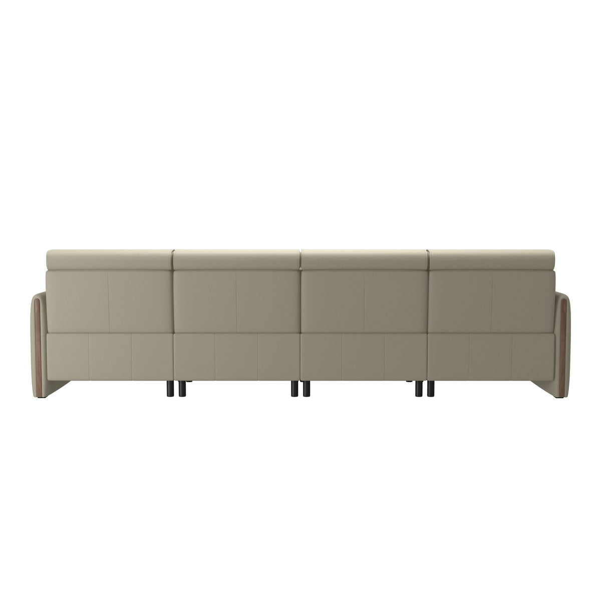 Emily Wood - 4-Seater Sofa with 2 Power Seats - Paloma Light Grey - Walnut