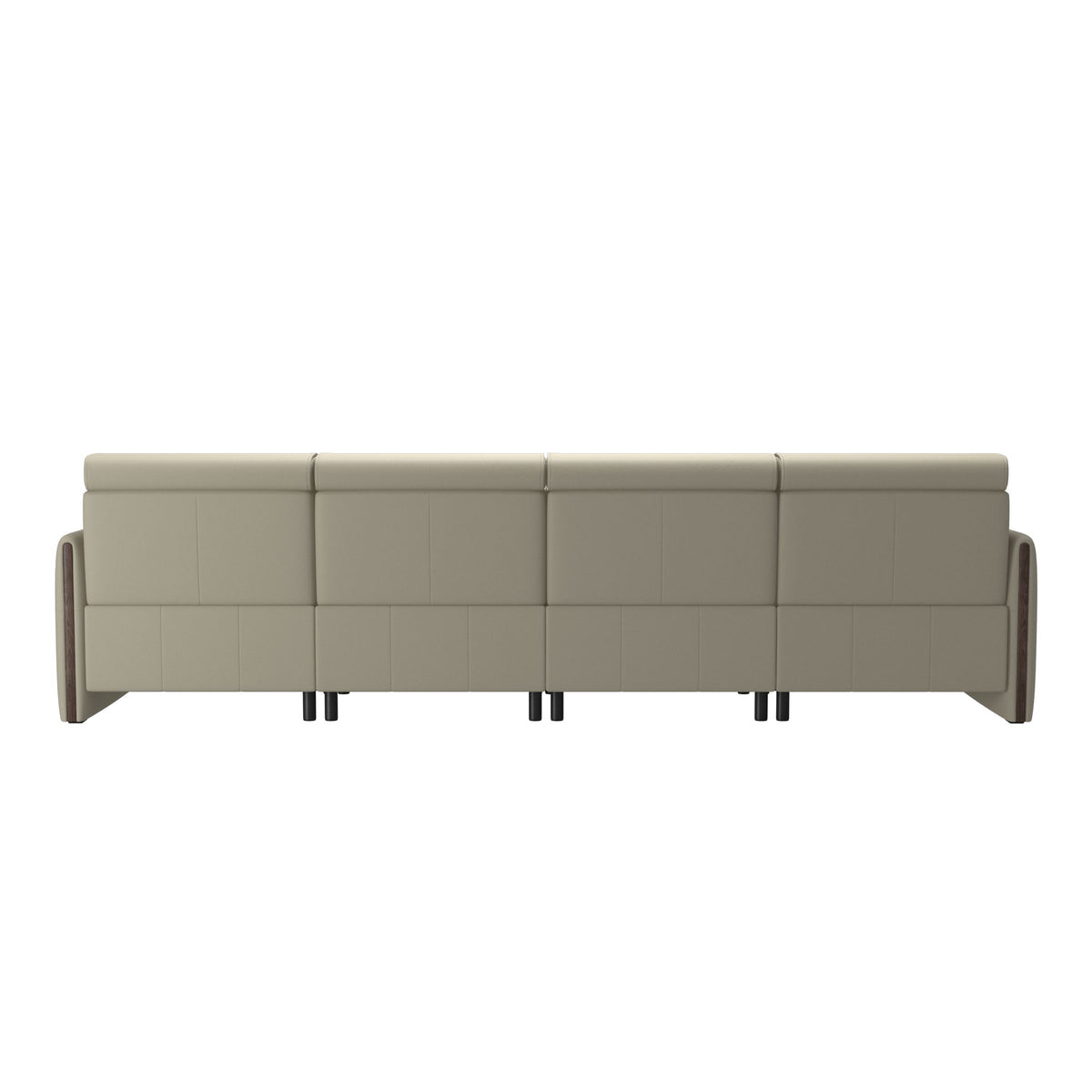 Emily Wood - 4-Seater Sofa with 2 Power Seats - Paloma Light Grey - Wenge