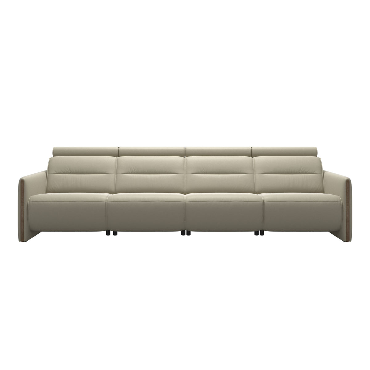 Emily Wood - 4-Seater Sofa with 2 Power Seats - Paloma Light Grey - Smoked Oak