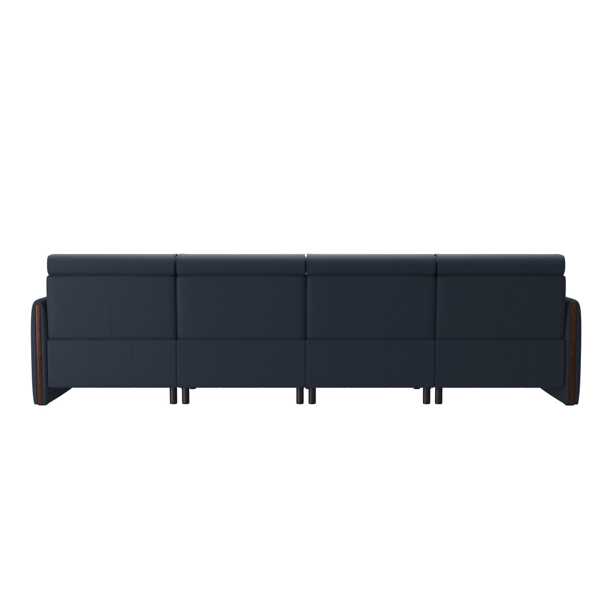 Emily Wood - 4-Seater Sofa with 2 Power Seats - Paloma Oxford Blue - Brown
