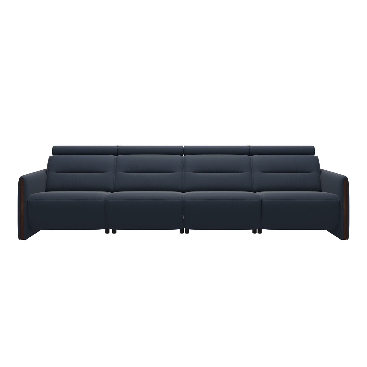 Emily Wood - 4-Seater Sofa with 2 Power Seats - Paloma Oxford Blue - Brown
