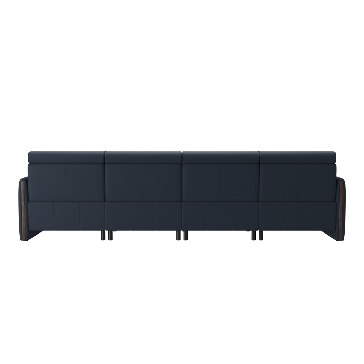 Emily Wood - 4-Seater Sofa with 2 Power Seats - Paloma Oxford Blue - Wenge