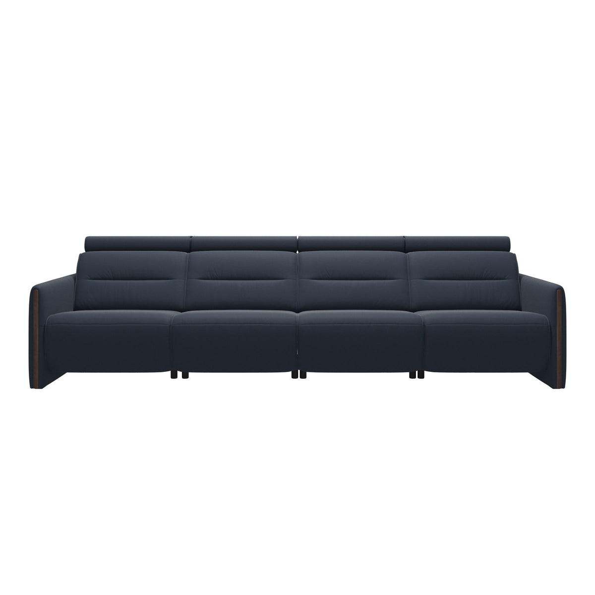 Emily Wood - 4-Seater Sofa with 2 Power Seats - Paloma Oxford Blue - Wenge