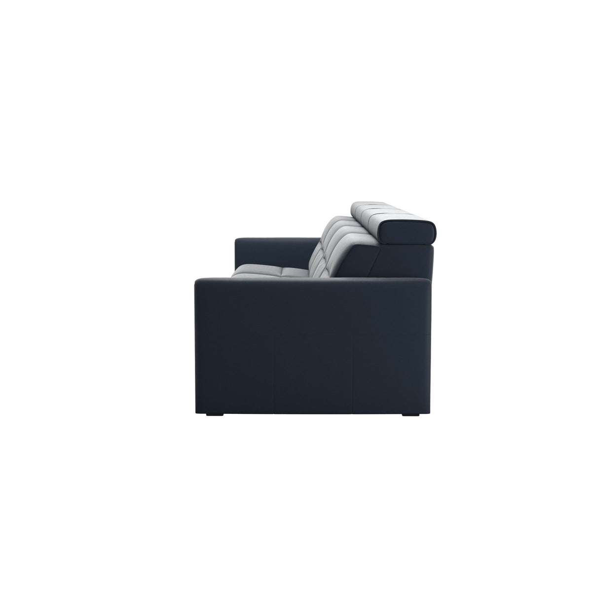 Emily Wood - 4-Seater Sofa with 2 Power Seats - Paloma Oxford Blue - Smoked Oak
