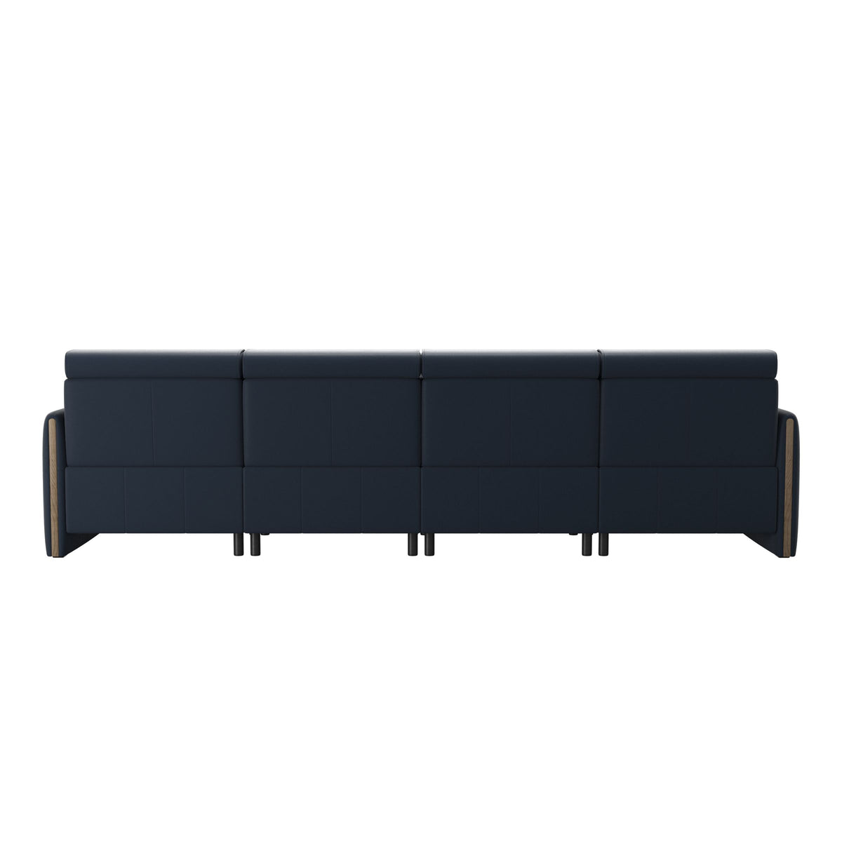 Emily Wood - 4-Seater Sofa with 2 Power Seats - Paloma Oxford Blue - Smoked Oak