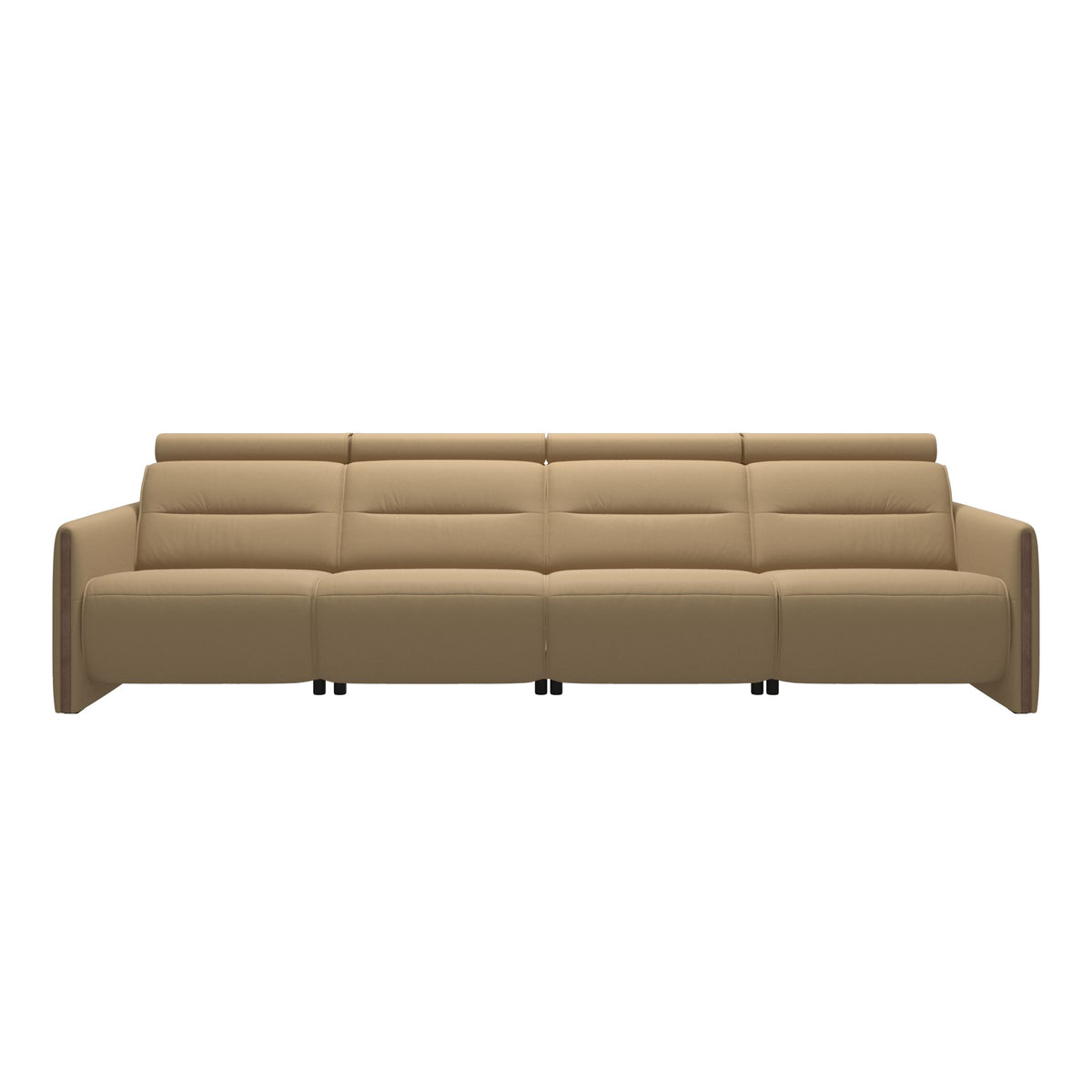 Emily Wood - 4-Seater Sofa with 2 Power Seats - Paloma Sand - Walnut