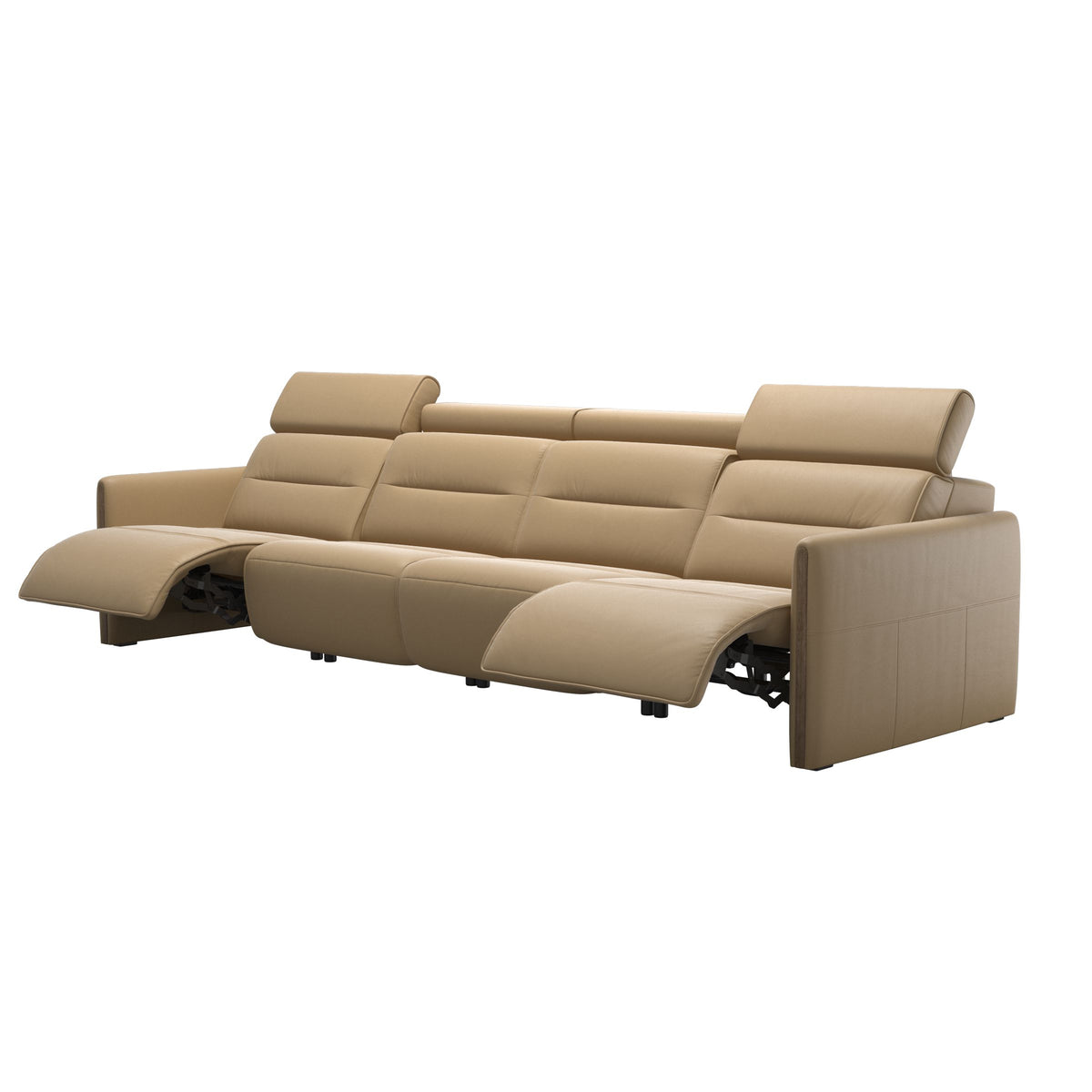Emily Wood - 4-Seater Sofa with 2 Power Seats - Paloma Sand - Smoked Oak