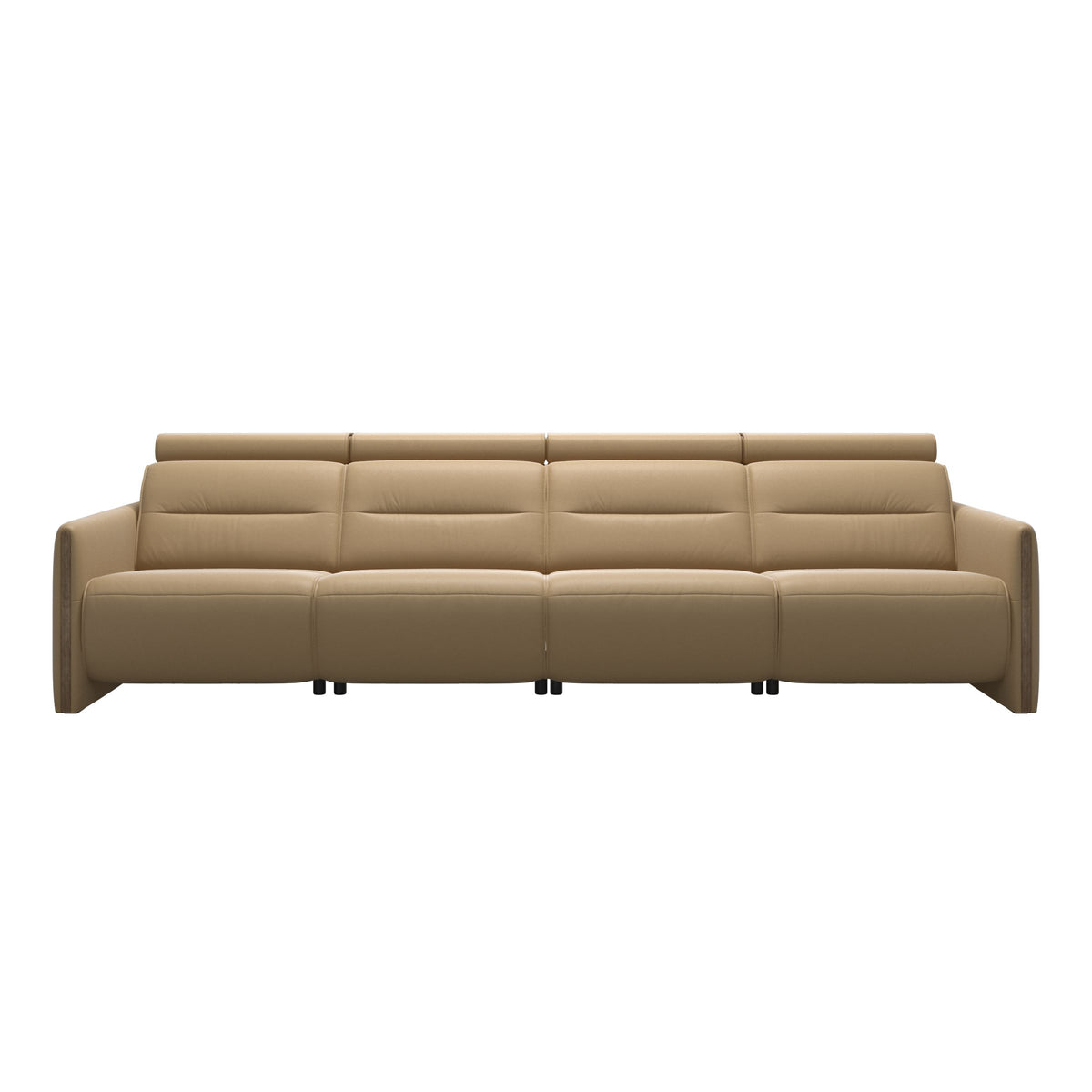 Emily Wood - 4-Seater Sofa with 2 Power Seats - Paloma Sand - Smoked Oak