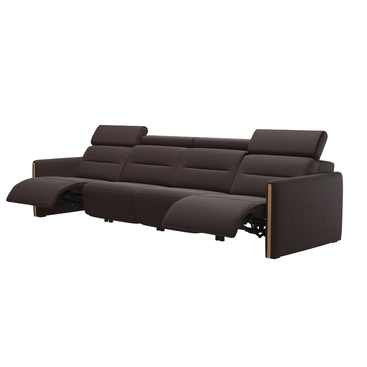Stressless Emily Wood 4-Seater Sofa with 2 Power Seats in Paloma Chocolate, Oak, side view