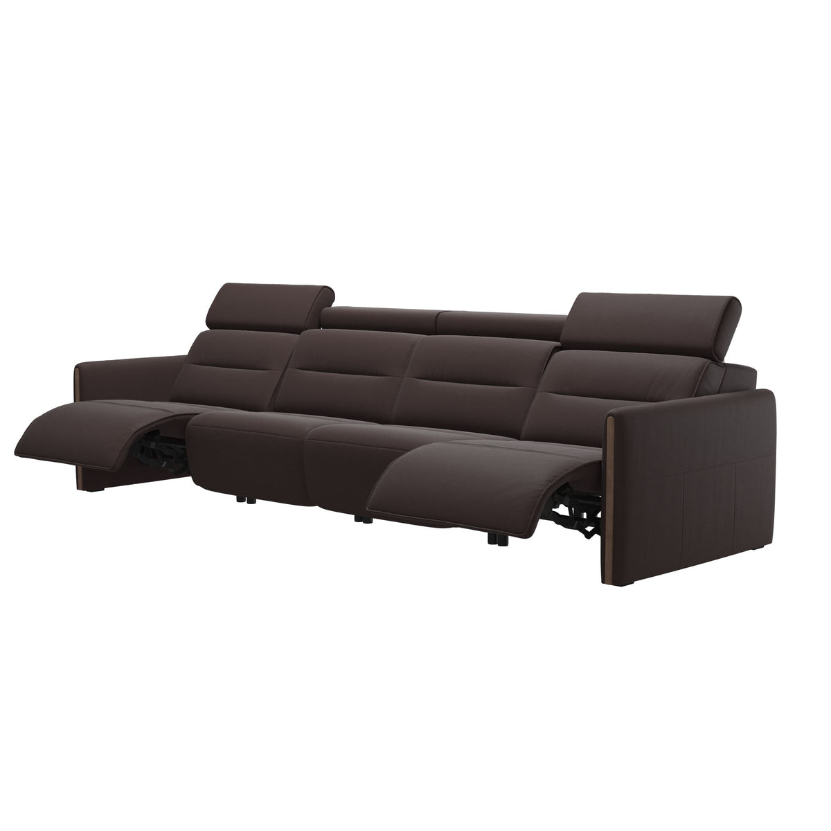 Emily Wood - 4-Seater Sofa with 2 Power Seats - Paloma Chocolate - Walnut
