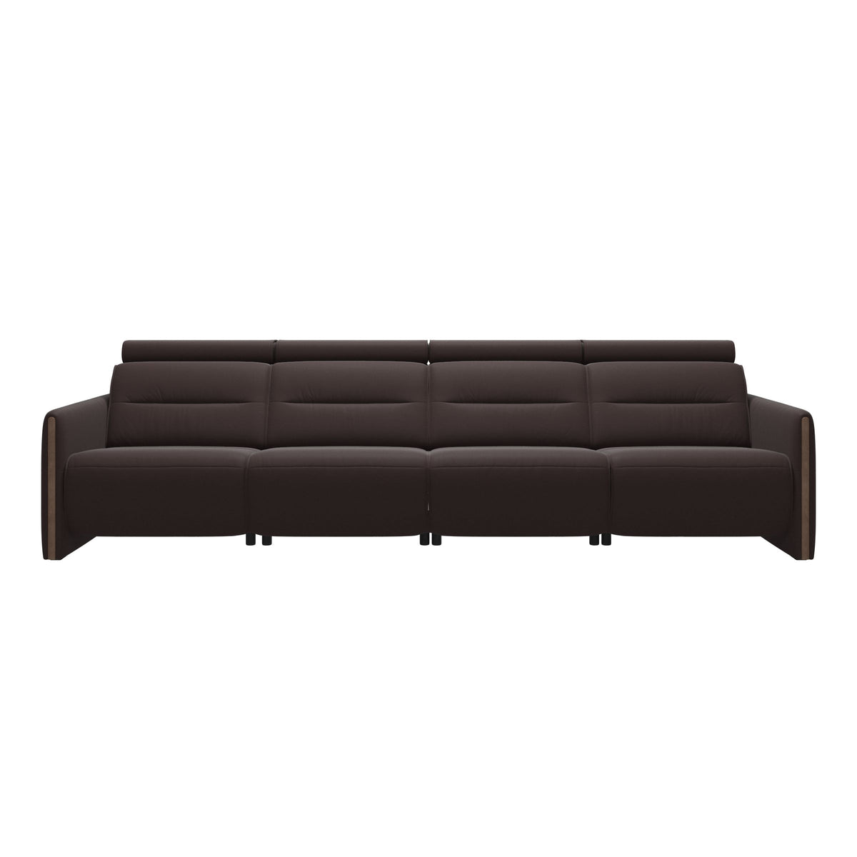 Emily Wood - 4-Seater Sofa with 2 Power Seats - Paloma Chocolate - Walnut