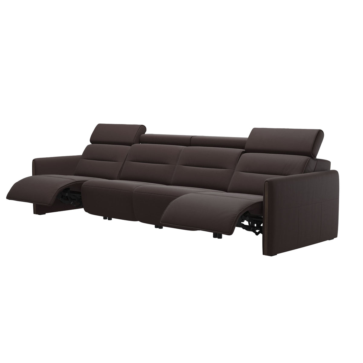 Stressless Emily Wood 4-Seater Sofa with 2 Power Seats in Paloma Chocolate, Wenge, side view
