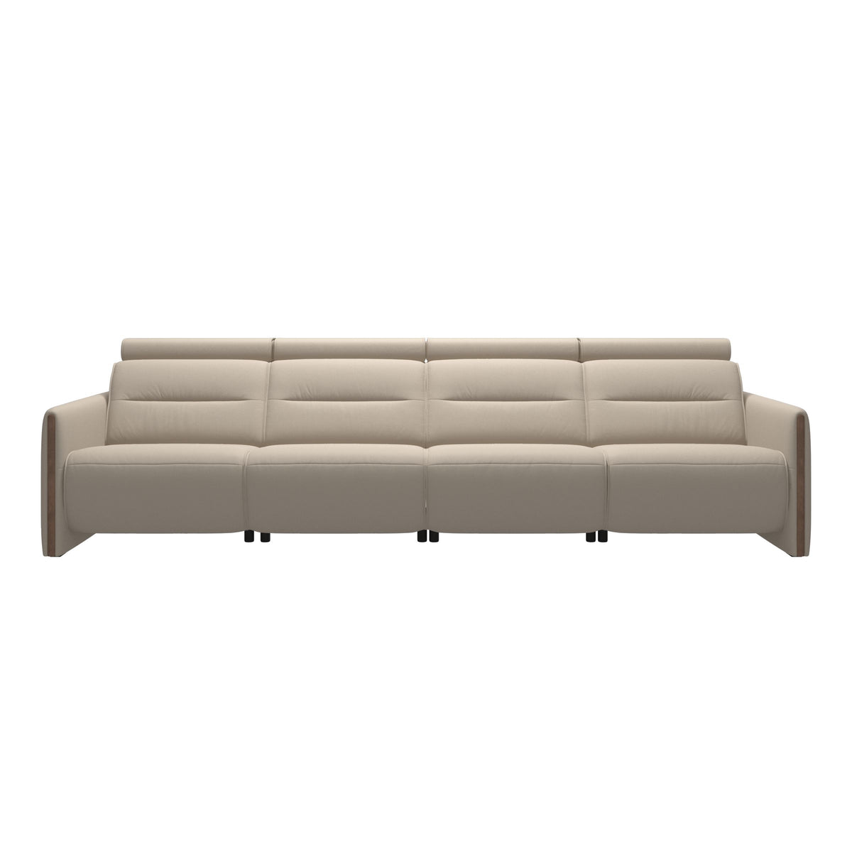 Emily Wood - 4-Seater Sofa with 2 Power Seats - Paloma Fog - Walnut