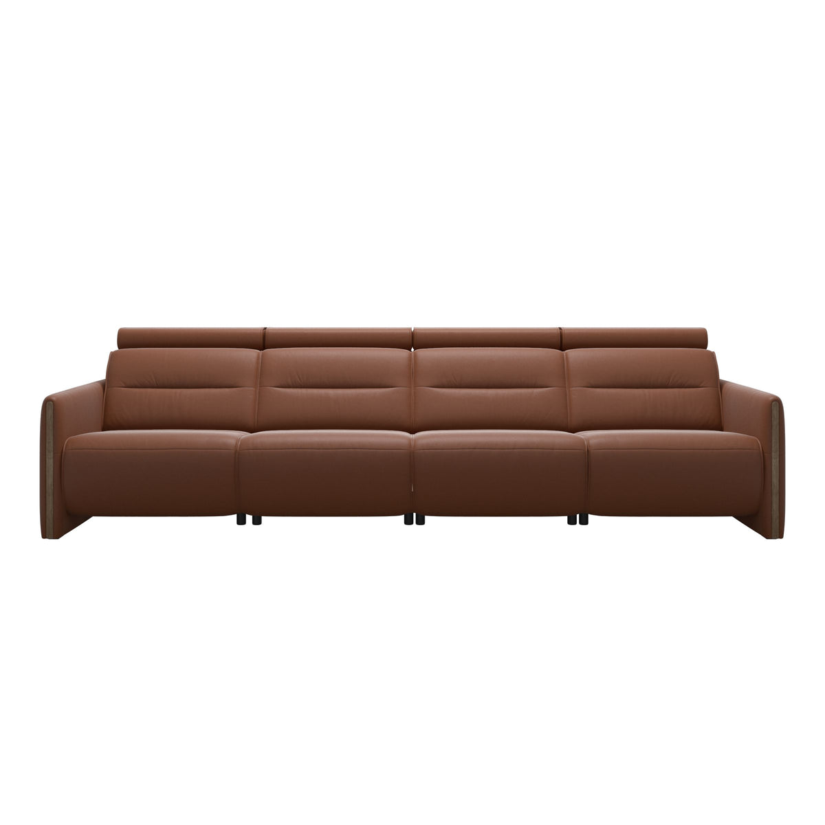 Emily Wood - 4-Seater Sofa with 2 Power Seats - Paloma New cognac - Smoked Oak