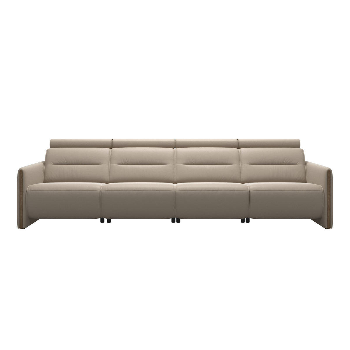 Emily Wood - 4-Seater Sofa with 2 Power Seats - Paloma Mushroom - Smoked Oak