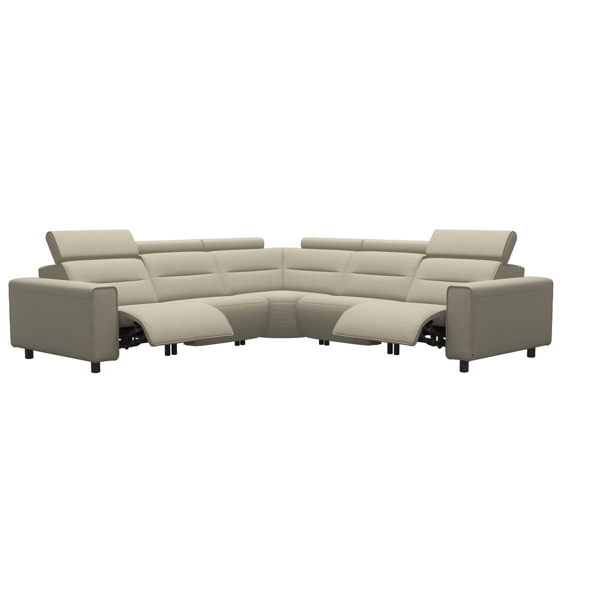 Emily Wide Arm - C22 Corner Sofa with 2 Power Seats - Paloma Light Grey - Wenge