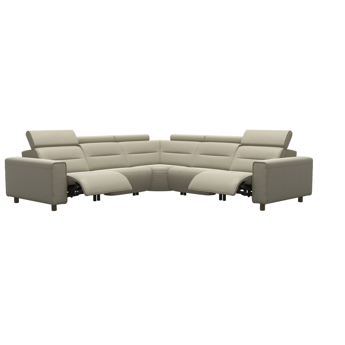 Emily Wide Arm - C22 Corner Sofa with 2 Power Seats - Paloma Light Grey - Smoked Oak