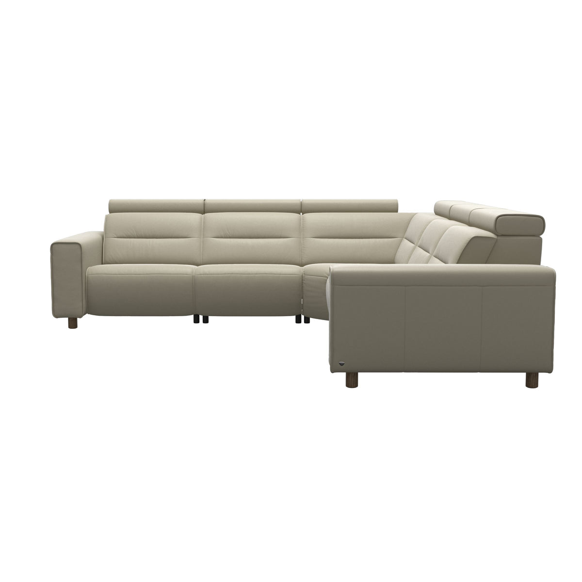 Emily Wide Arm - C22 Corner Sofa with 2 Power Seats - Paloma Light Grey - Smoked Oak
