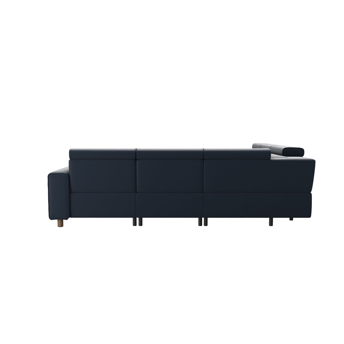 Emily Wide Arm - C22 Corner Sofa with 2 Power Seats - Paloma Oxford Blue - Smoked Oak