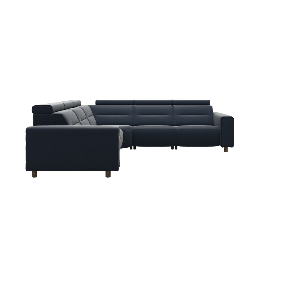 Emily Wide Arm - C22 Corner Sofa with 2 Power Seats - Paloma Oxford Blue - Smoked Oak