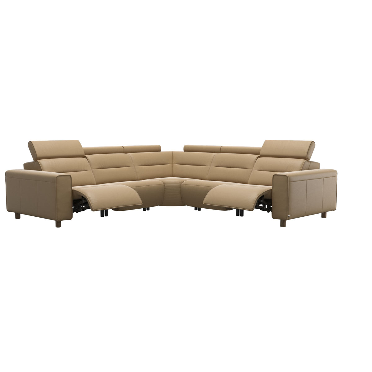 Emily Wide Arm - C22 Corner Sofa with 2 Power Seats - Paloma Sand - Smoked Oak