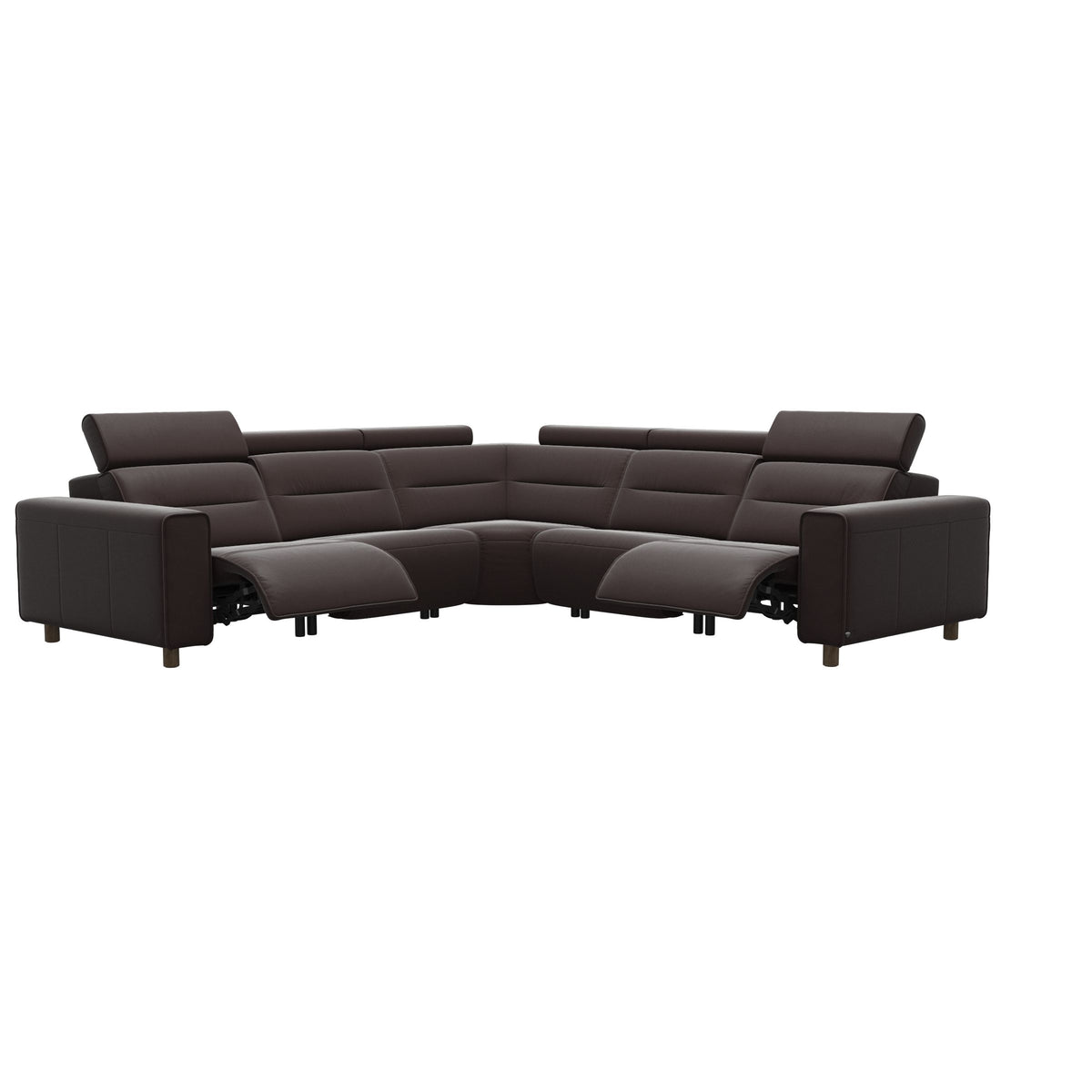 Emily Wide Arm - C22 Corner Sofa with 2 Power Seats - Paloma Chocolate - Smoked Oak