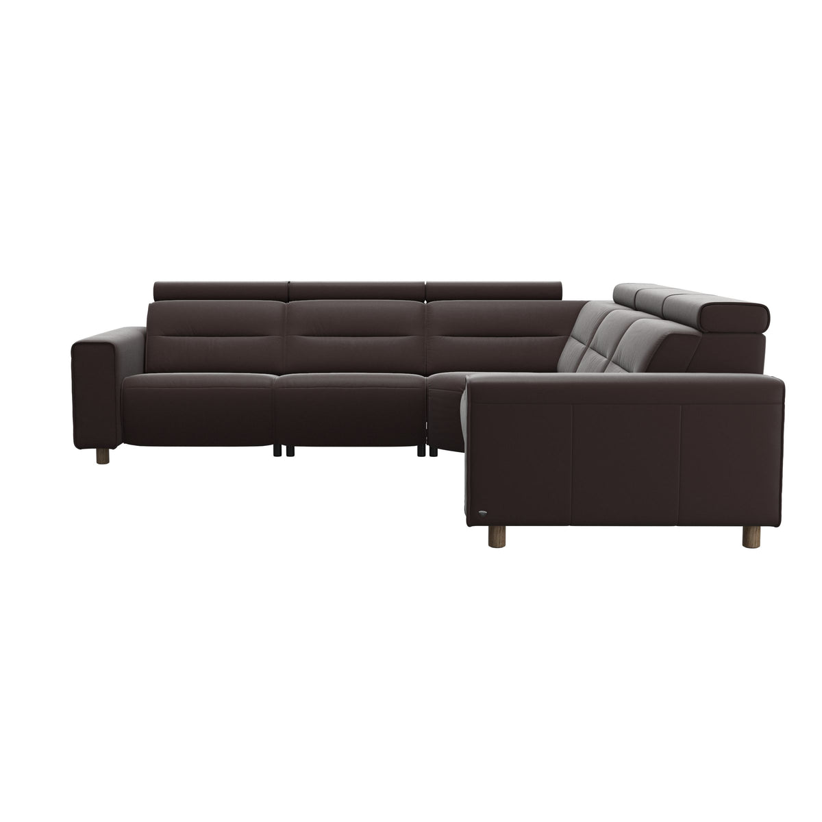 Emily Wide Arm - C22 Corner Sofa with 2 Power Seats - Paloma Chocolate - Smoked Oak