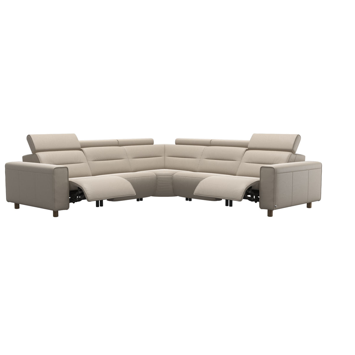 Emily Wide Arm - C22 Corner Sofa with 2 Power Seats - Paloma Fog - Smoked Oak
