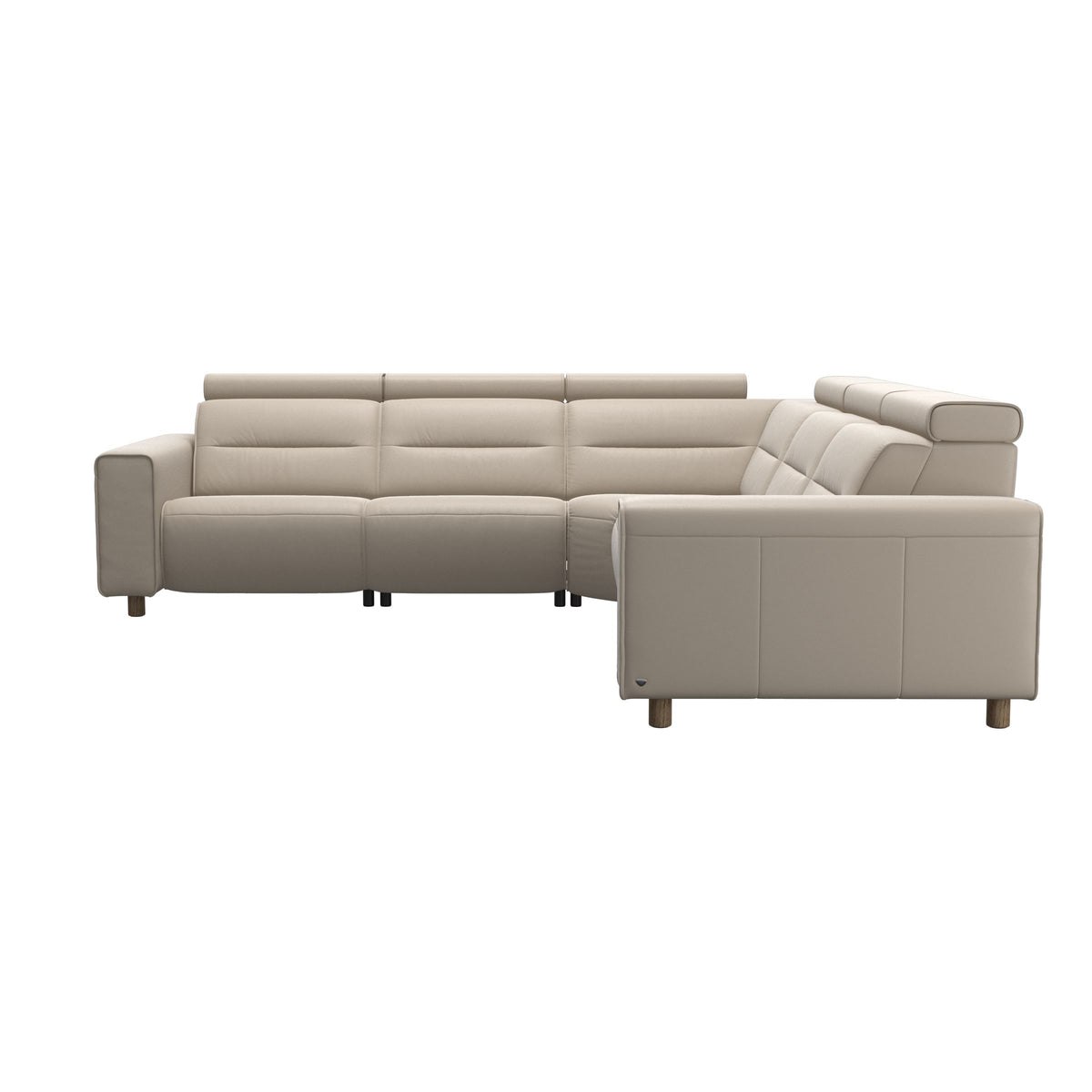 Emily Wide Arm - C22 Corner Sofa with 2 Power Seats - Paloma Fog - Smoked Oak