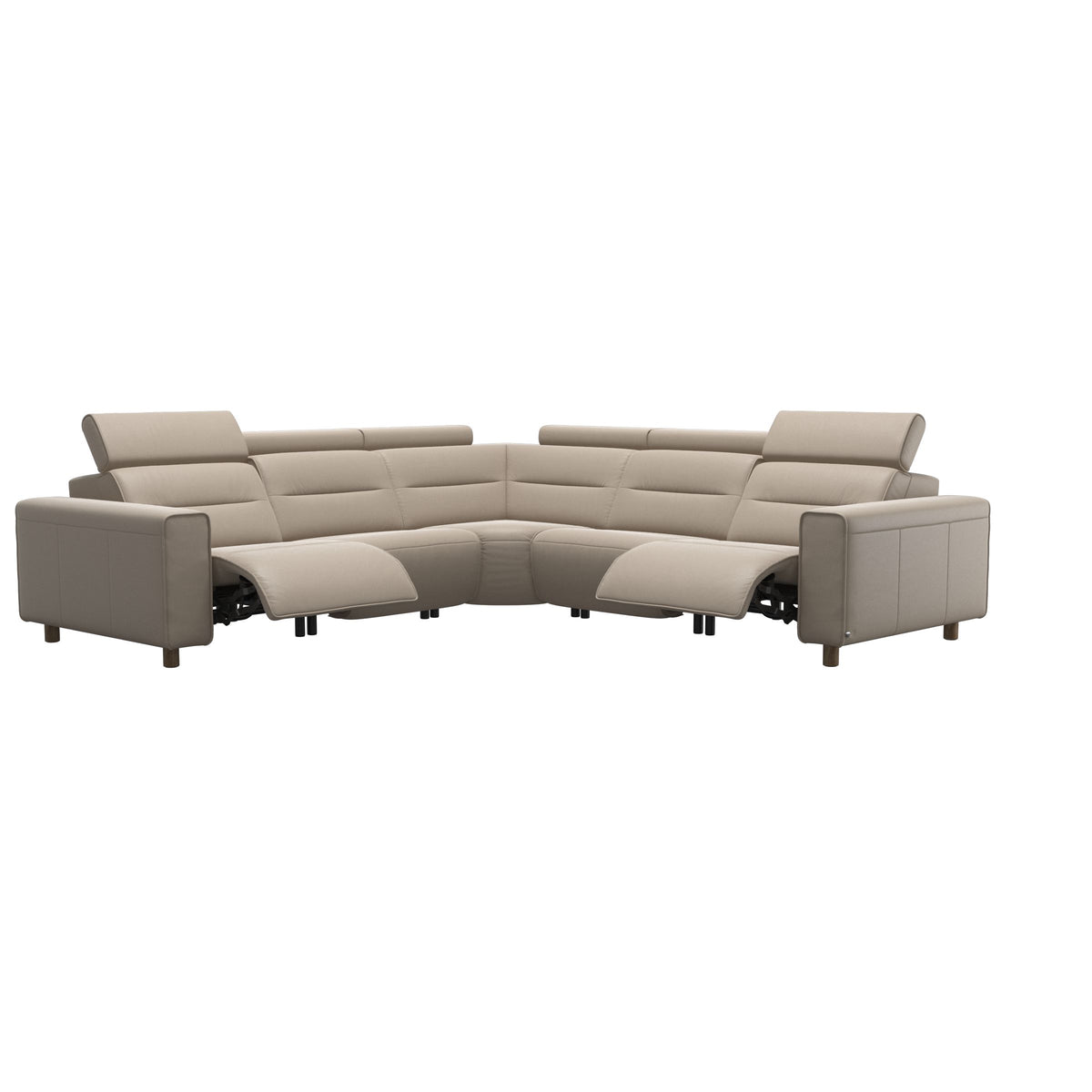 Emily Wide Arm - C22 Corner Sofa with 2 Power Seats - Paloma Mushroom - Smoked Oak