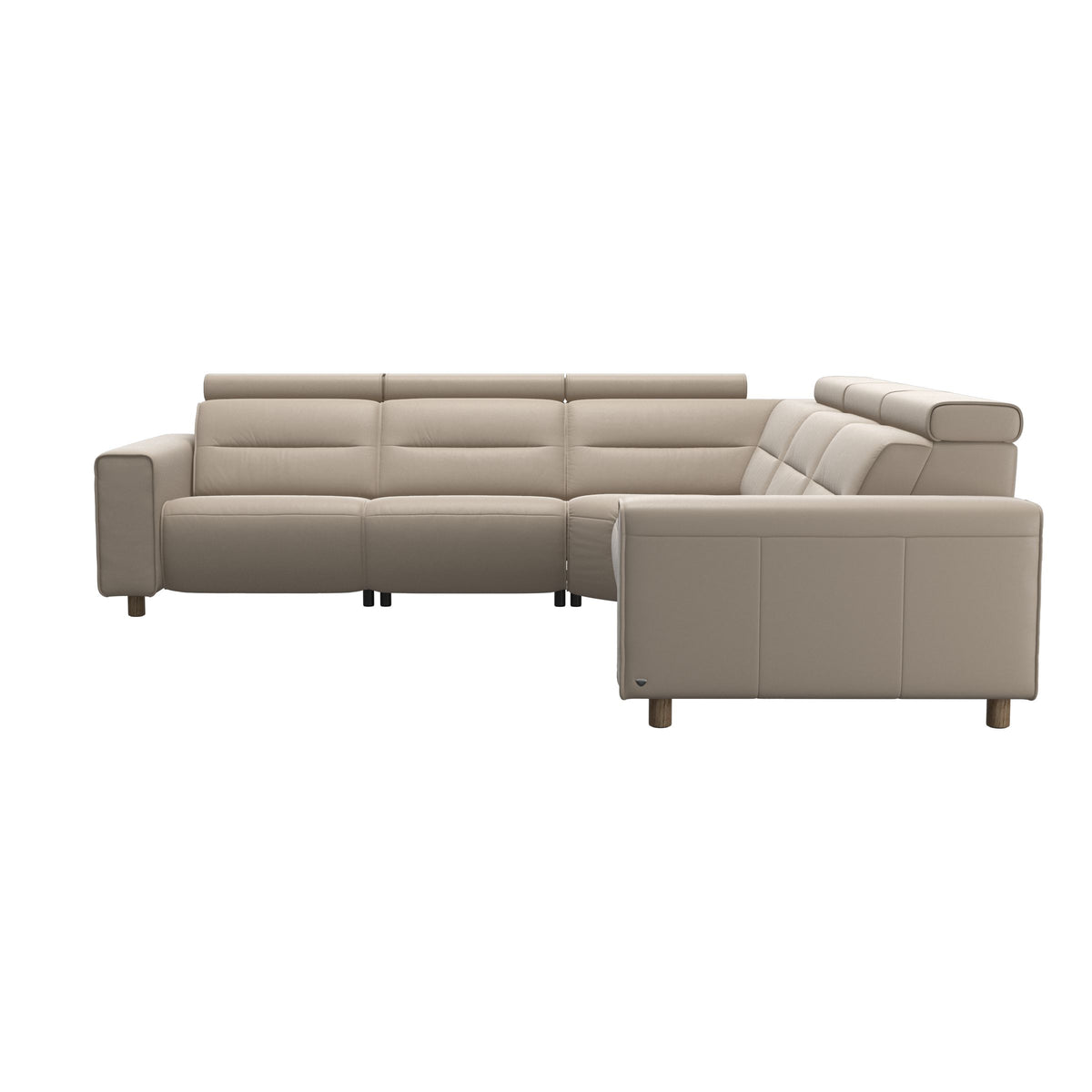 Emily Wide Arm - C22 Corner Sofa with 2 Power Seats - Paloma Mushroom - Smoked Oak