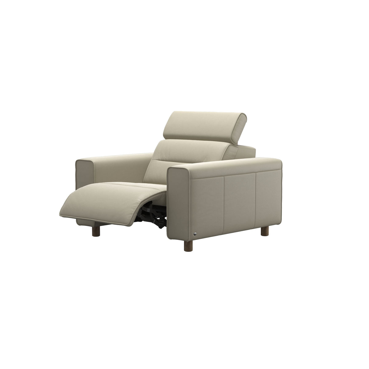 Emily Wide Arm - Chair with Power - Paloma Light Grey - Smoked Oak